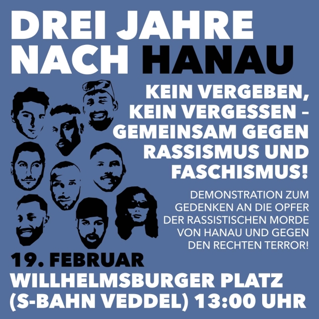 Demonstration am 19. Februar 2023 um 13 Uhr auf dem Wilhelmsburger Platz